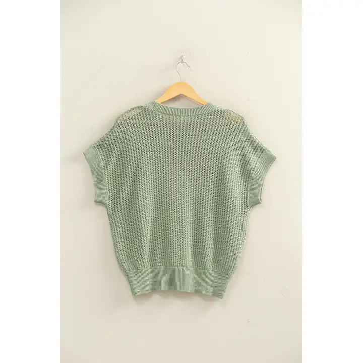 Open-Knit Dolman Sleeve Top