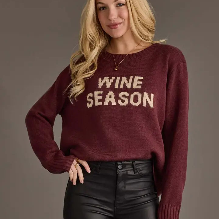 "Wine Season" Graphic Knit Sweater