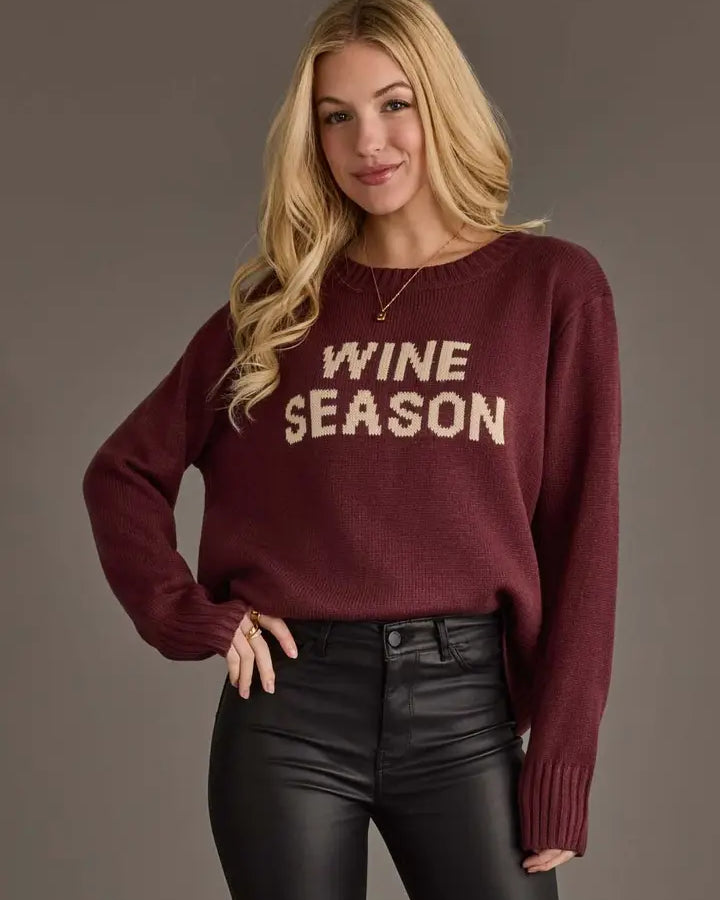 "Wine Season" Graphic Knit Sweater
