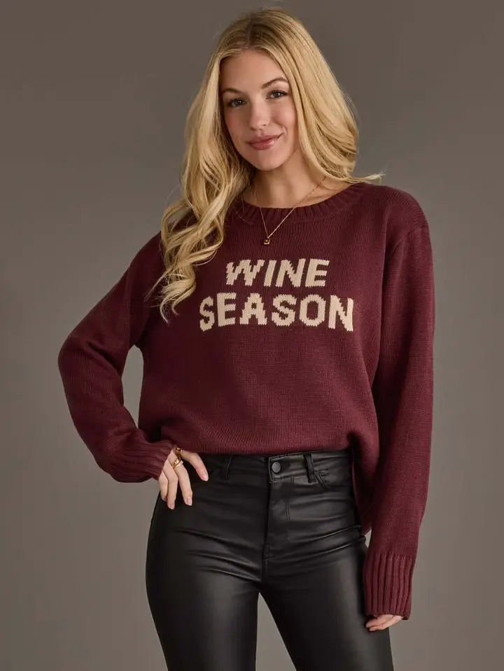 "Wine Season" Graphic Knit Sweater
