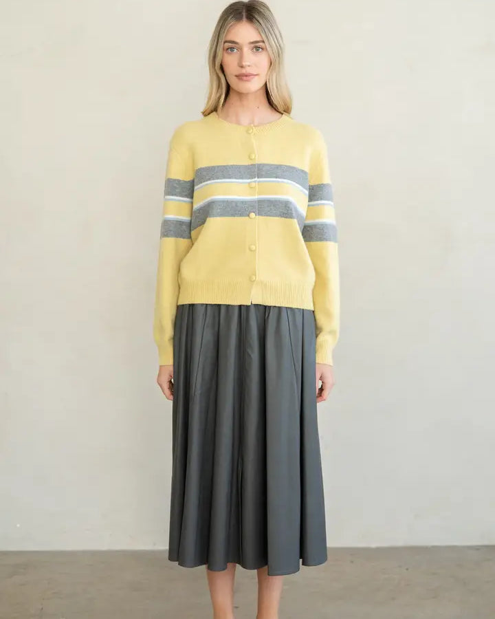 The Essential Soft-Touch Striped Crew Neck Cardigan