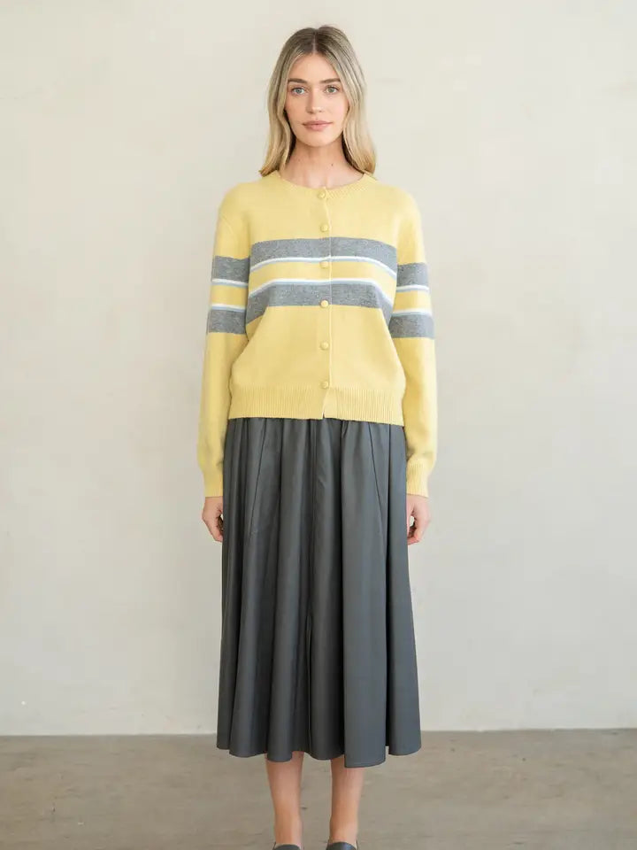 The Essential Soft-Touch Striped Crew Neck Cardigan