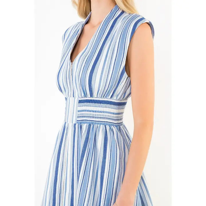 Coastal Breeze Sleeveless Striped Midi Dress