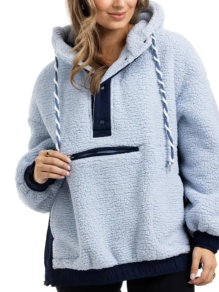 Two-Toned Sherpa Fleece Pullover