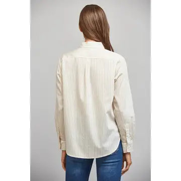 Luxe Tencel Pinstripe Long Sleeve Button-Down Shirt