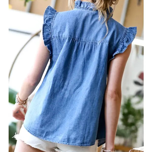 Ruffle Detail Sleeveless Top