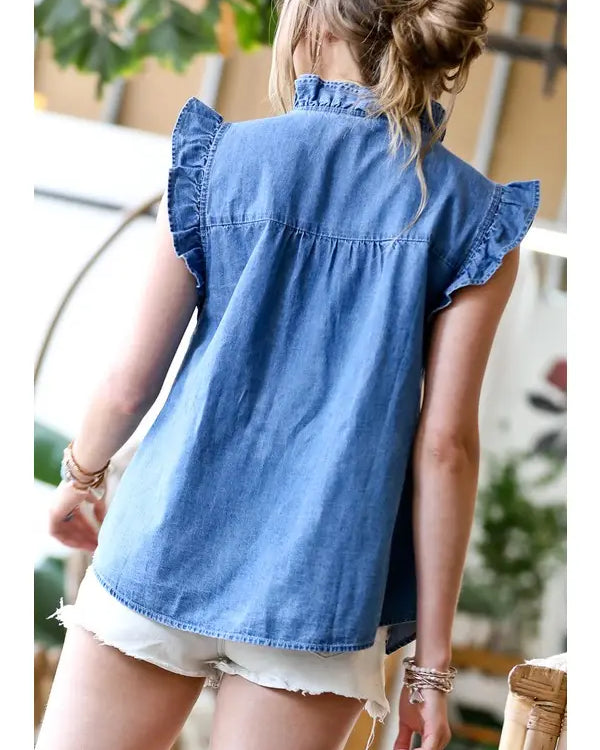 Ruffle Detail Sleeveless Top