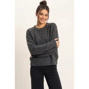 Cozy Reverse Seam Henley Sweater
