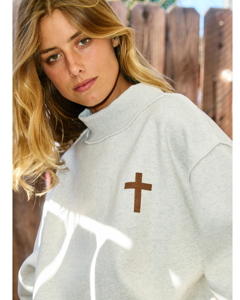 Jesus Saves Reversible Oversized Mock Neck Sweatshirt