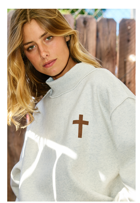 Jesus Saves Reversible Oversized Mock Neck Sweatshirt