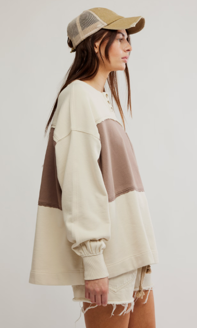 Free People Strawberry Oversized Henley Sweatshirt