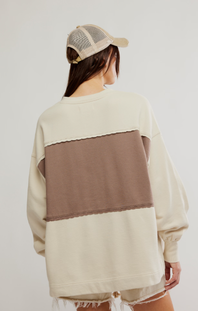 Free People Strawberry Oversized Henley Sweatshirt