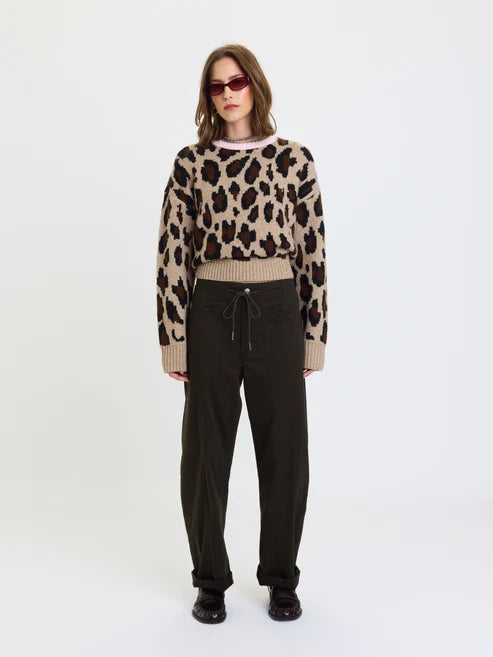 Villa Drawstring Barrel Pant in Fern