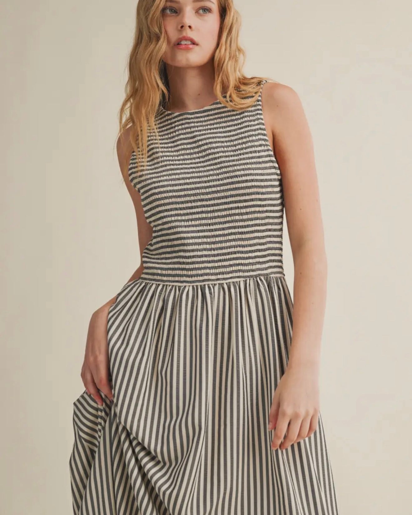 Miou Muse Striped Long Dress