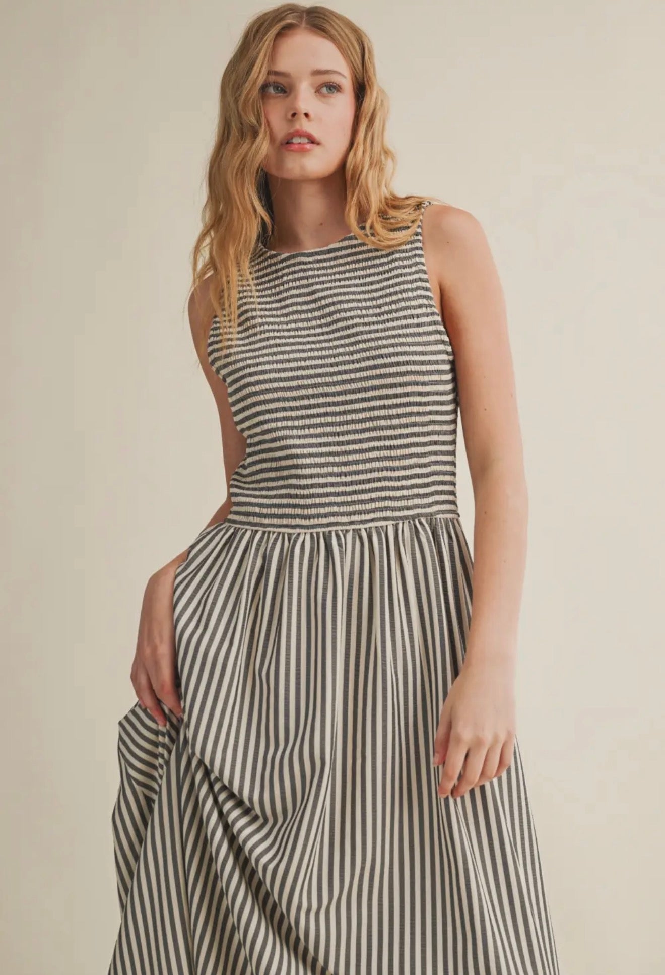 Miou Muse Striped Long Dress