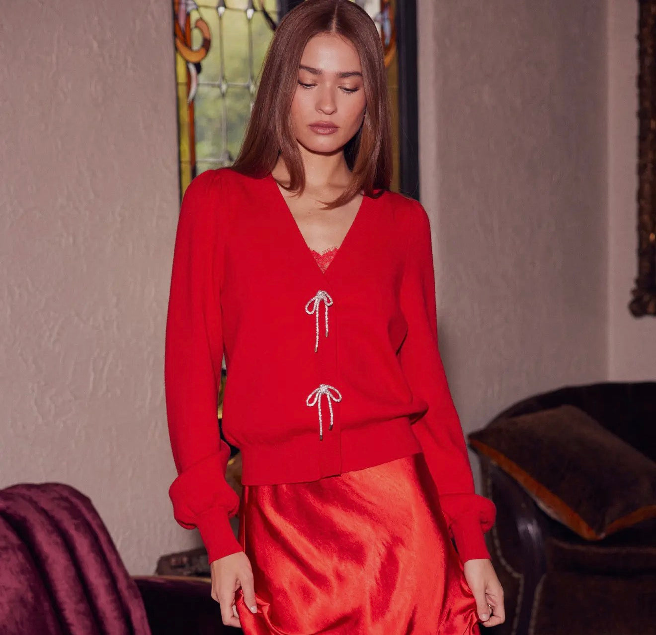 Skies are Blue Ribbon Trim Cardigan