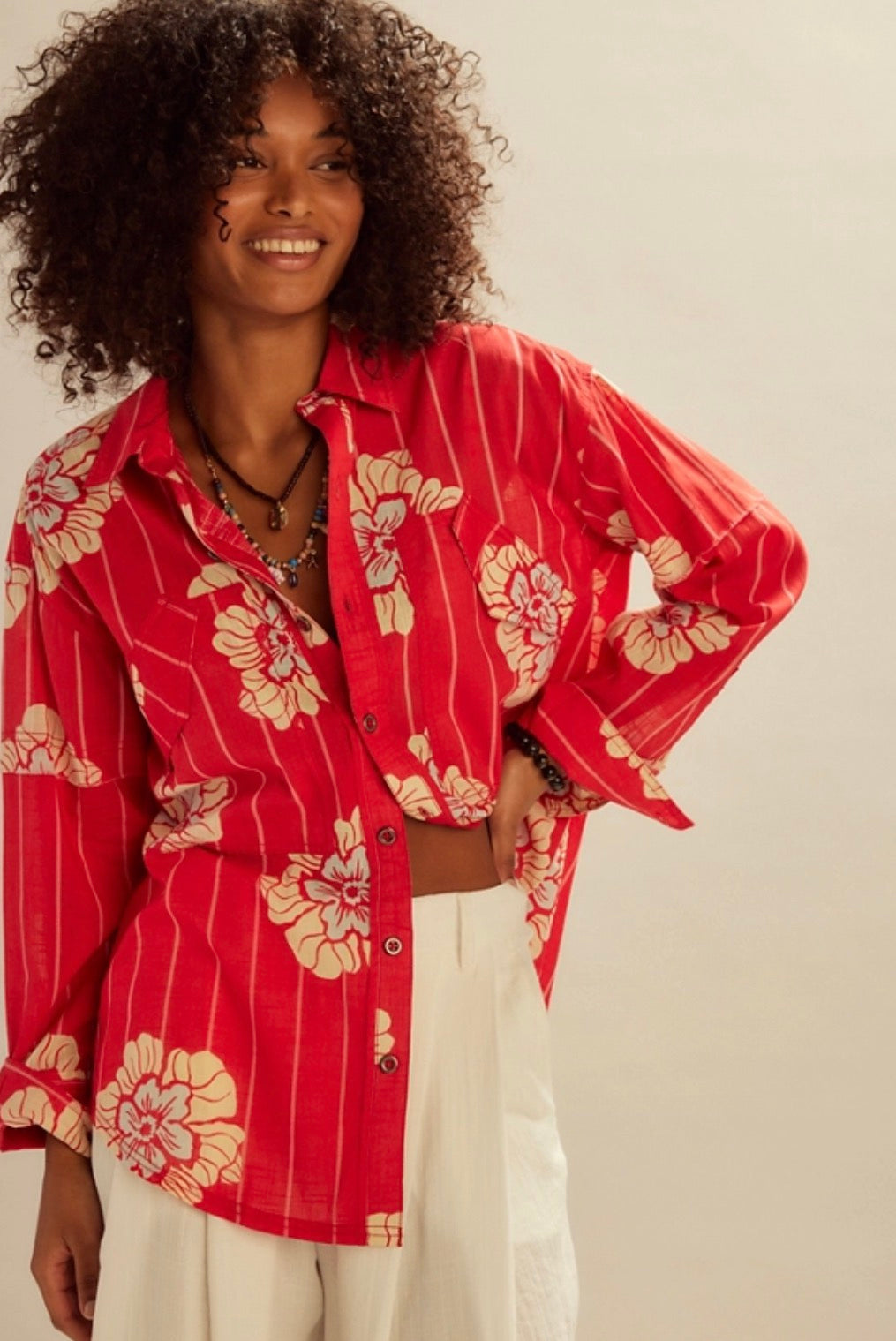 Free People Hidden Flower Camo Shirt