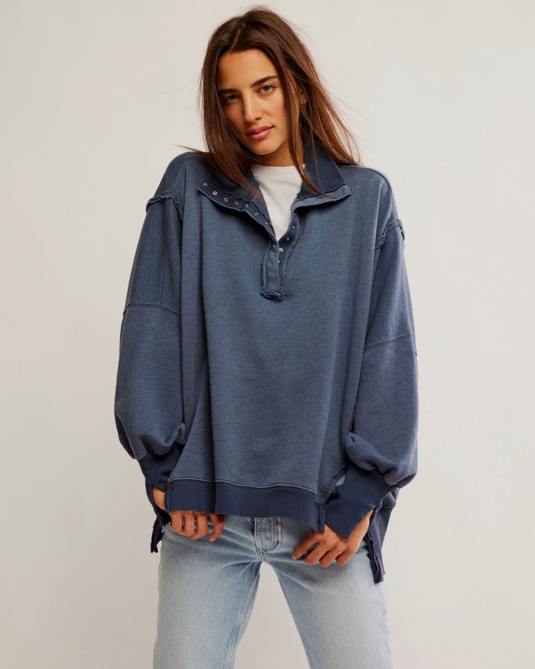 Free People Camden Henley Navy