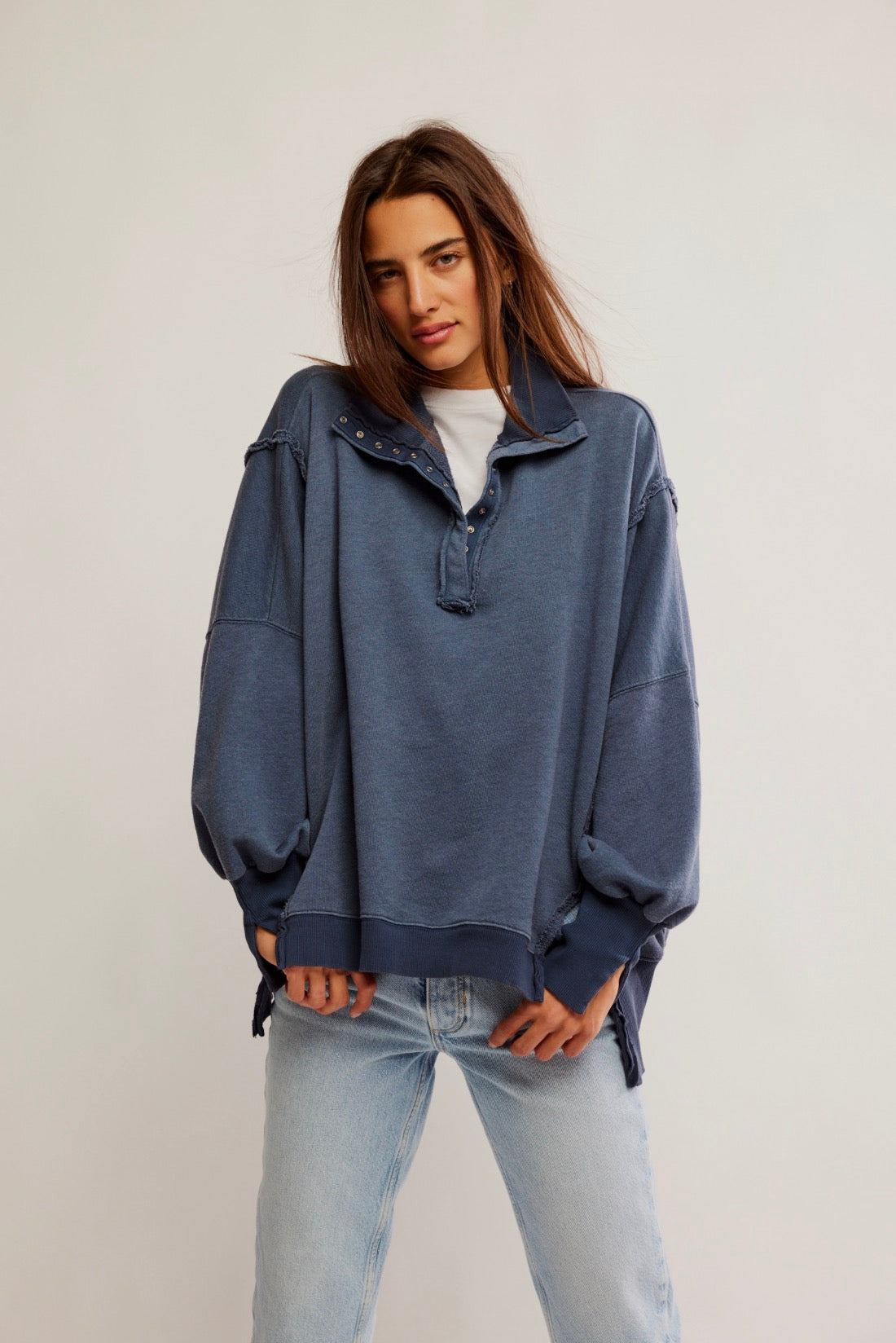 Free People Camden Henley Navy