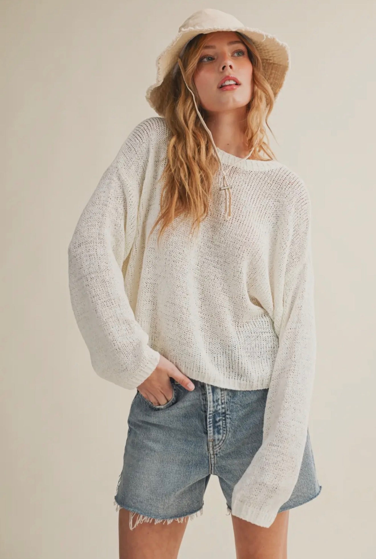 Miou Muse White Knit Sweater