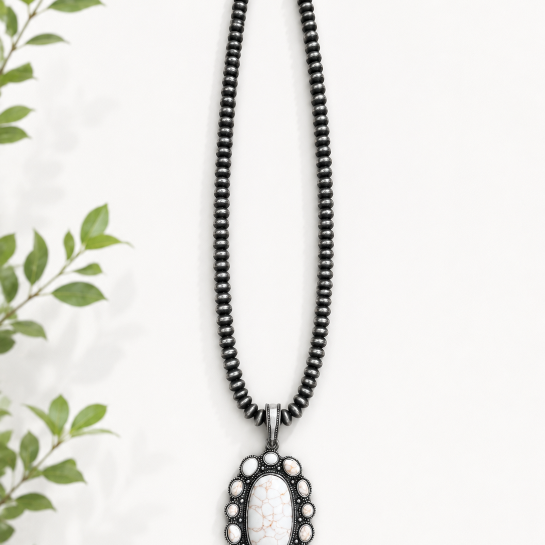 Western Elite White Buffalo Flower Necklace