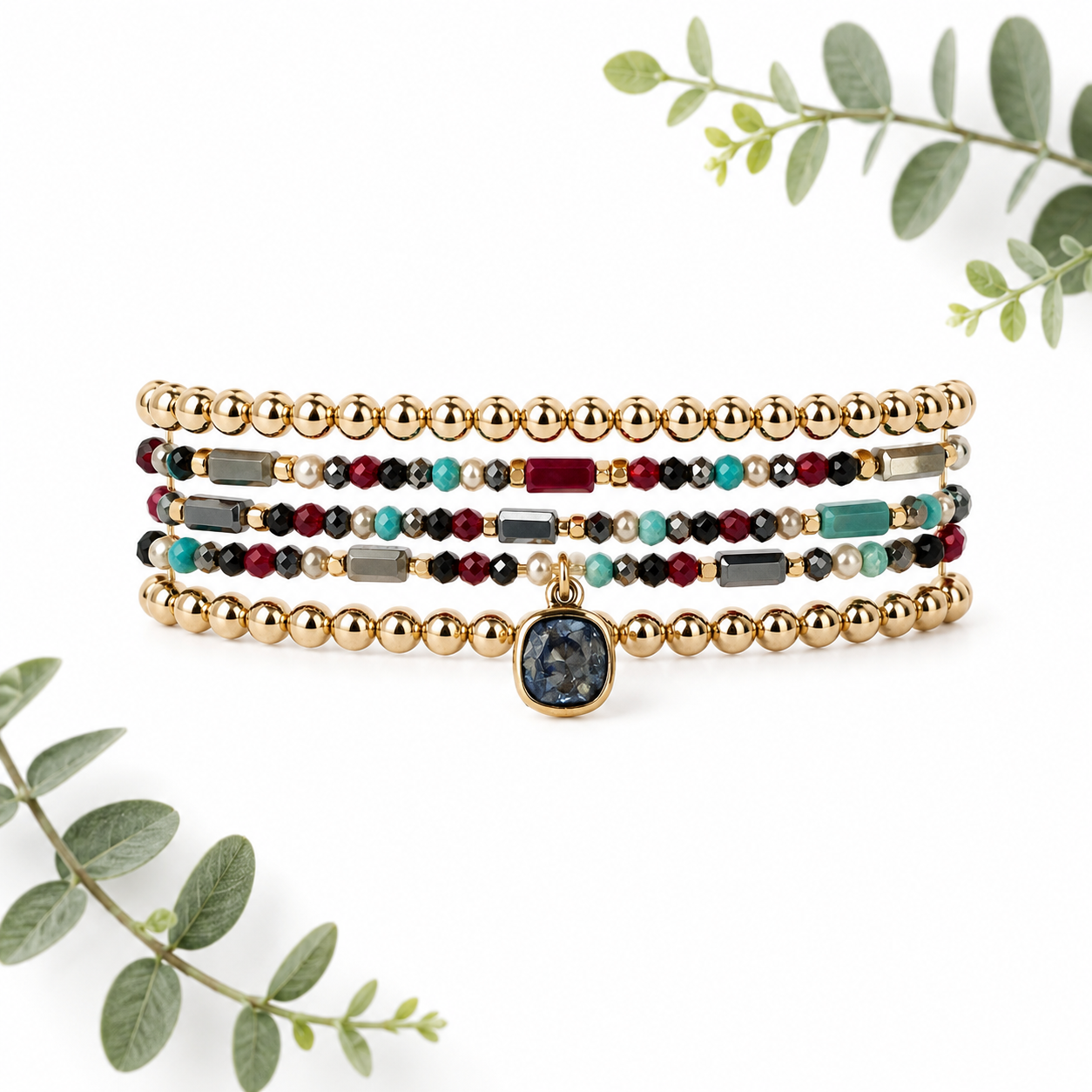 Pink Panache Gold + Stone Stack