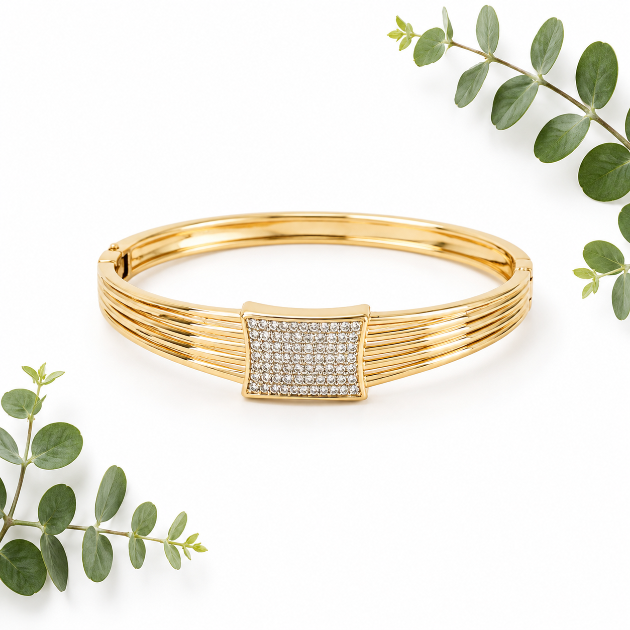 Cubic Zirconia Gold Cuff