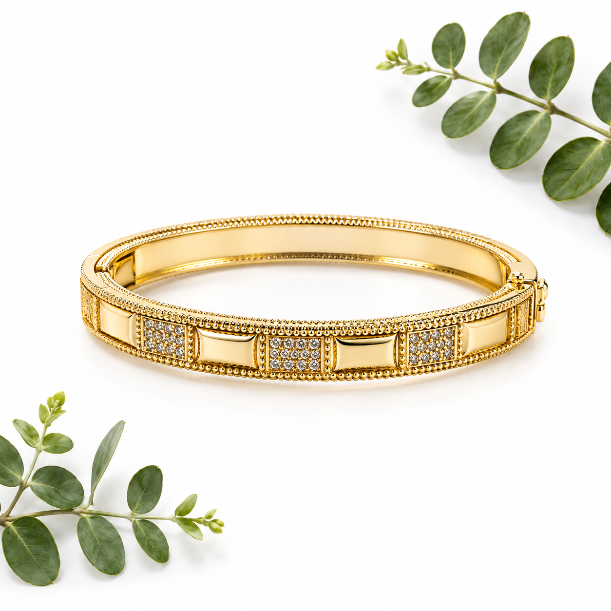 Square Design Gold Cuff