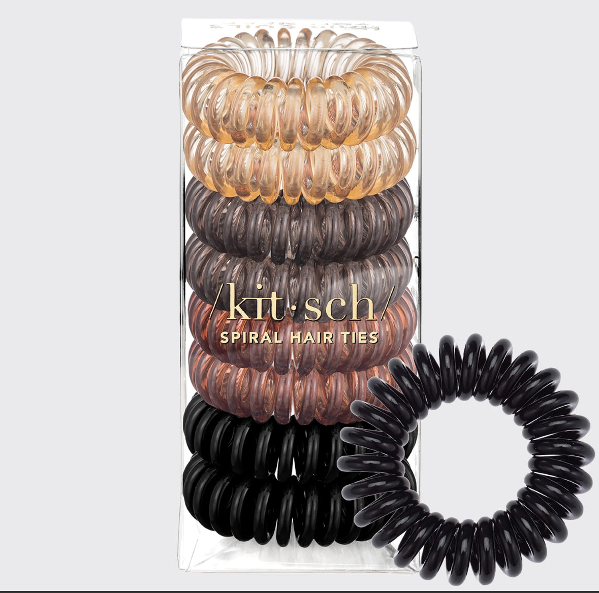Spiral Hair Ties 8 Pack - Brunette