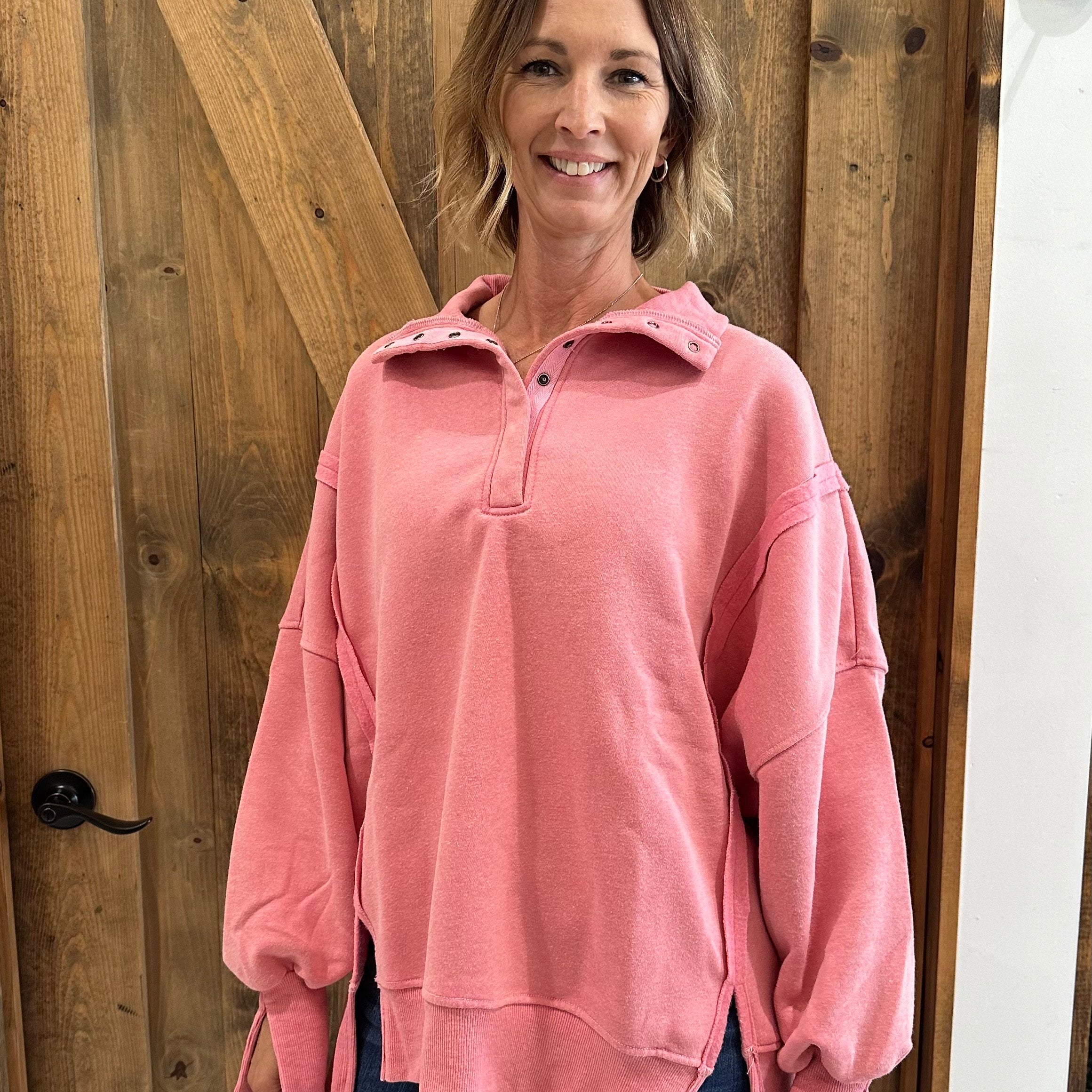 Quarter Snap Sweatfleece Top