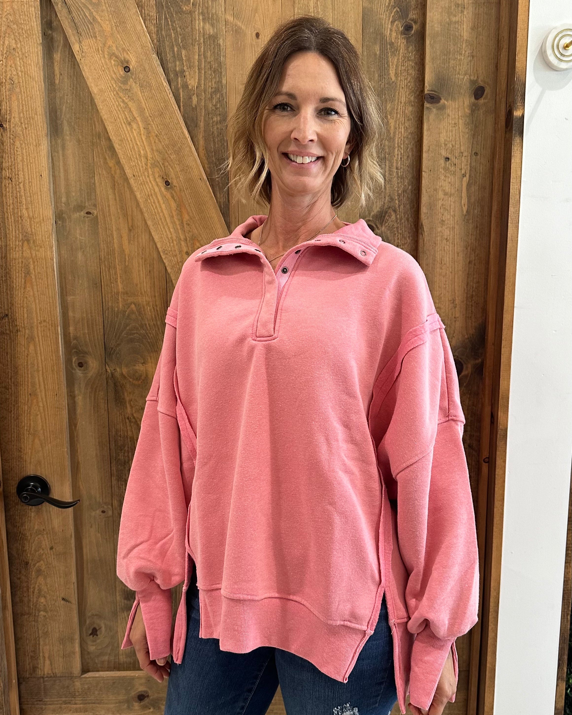 Quarter Snap Sweatfleece Top