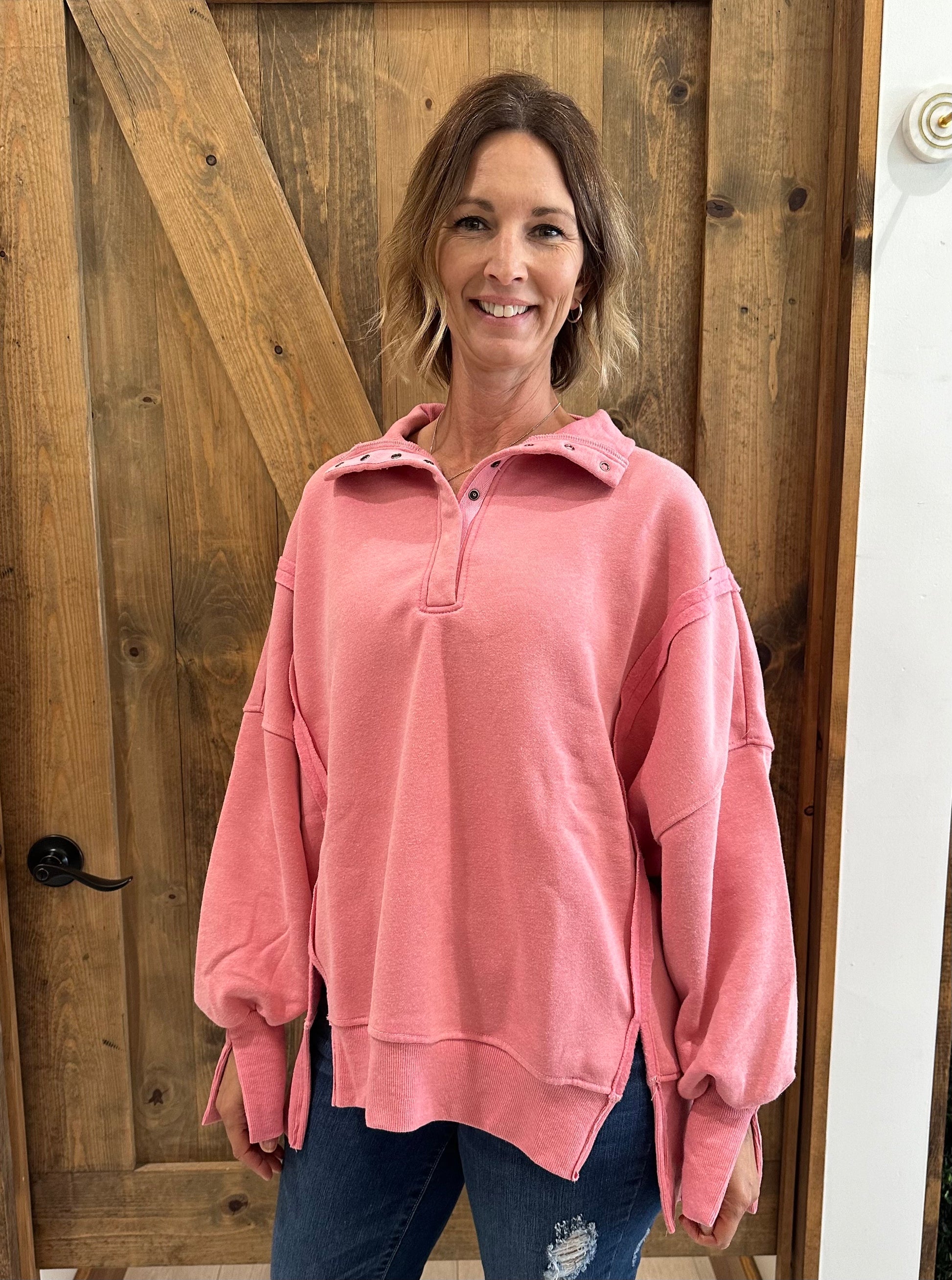 Quarter Snap Sweatfleece Top