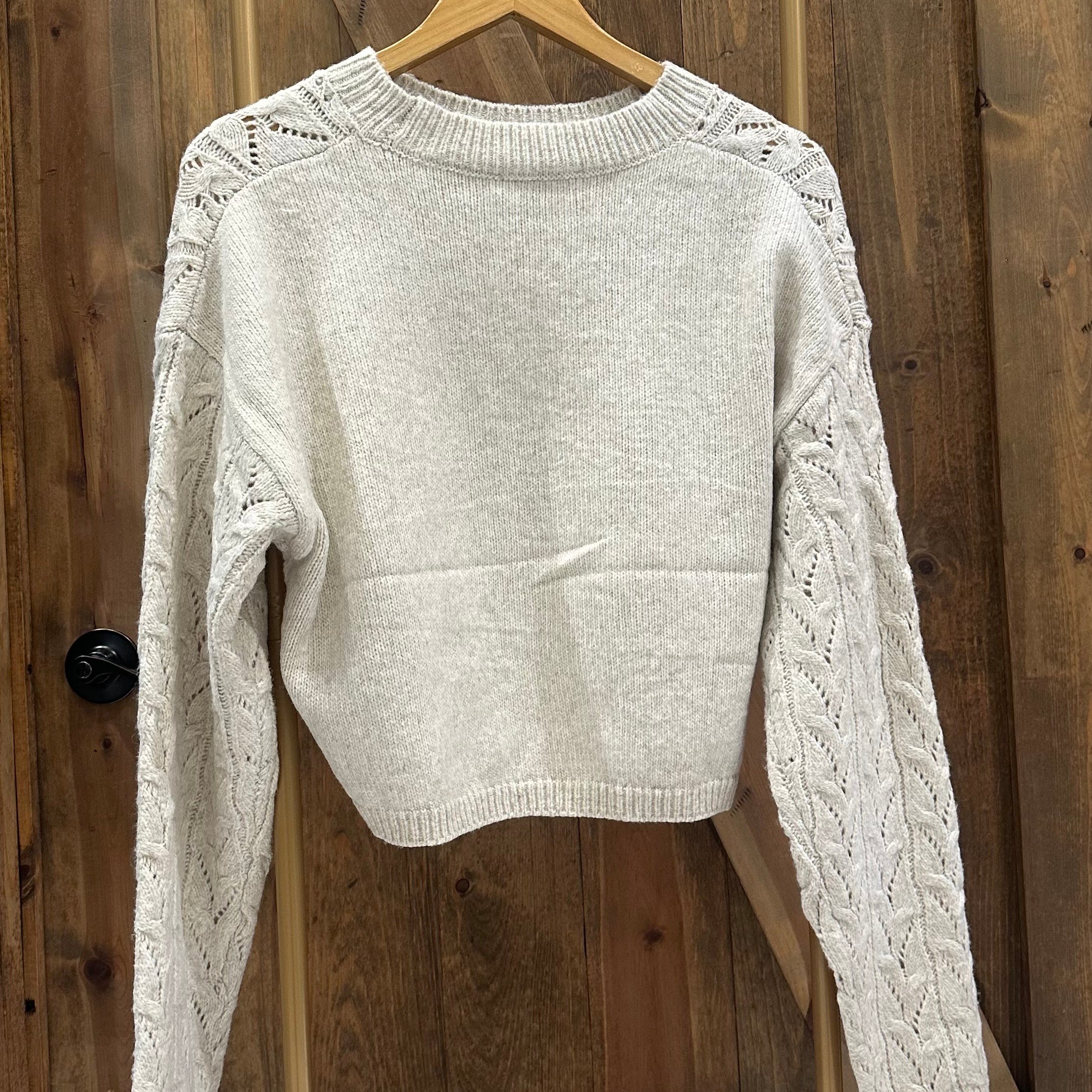 Cream Cropped Knit Sweater