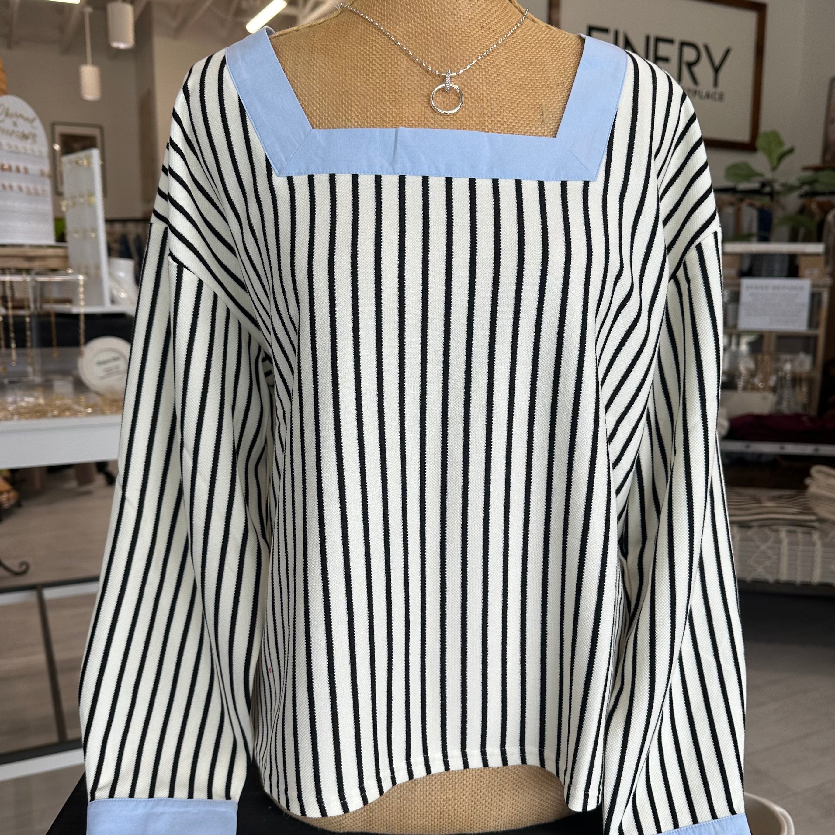 Stripe Square Neck Top