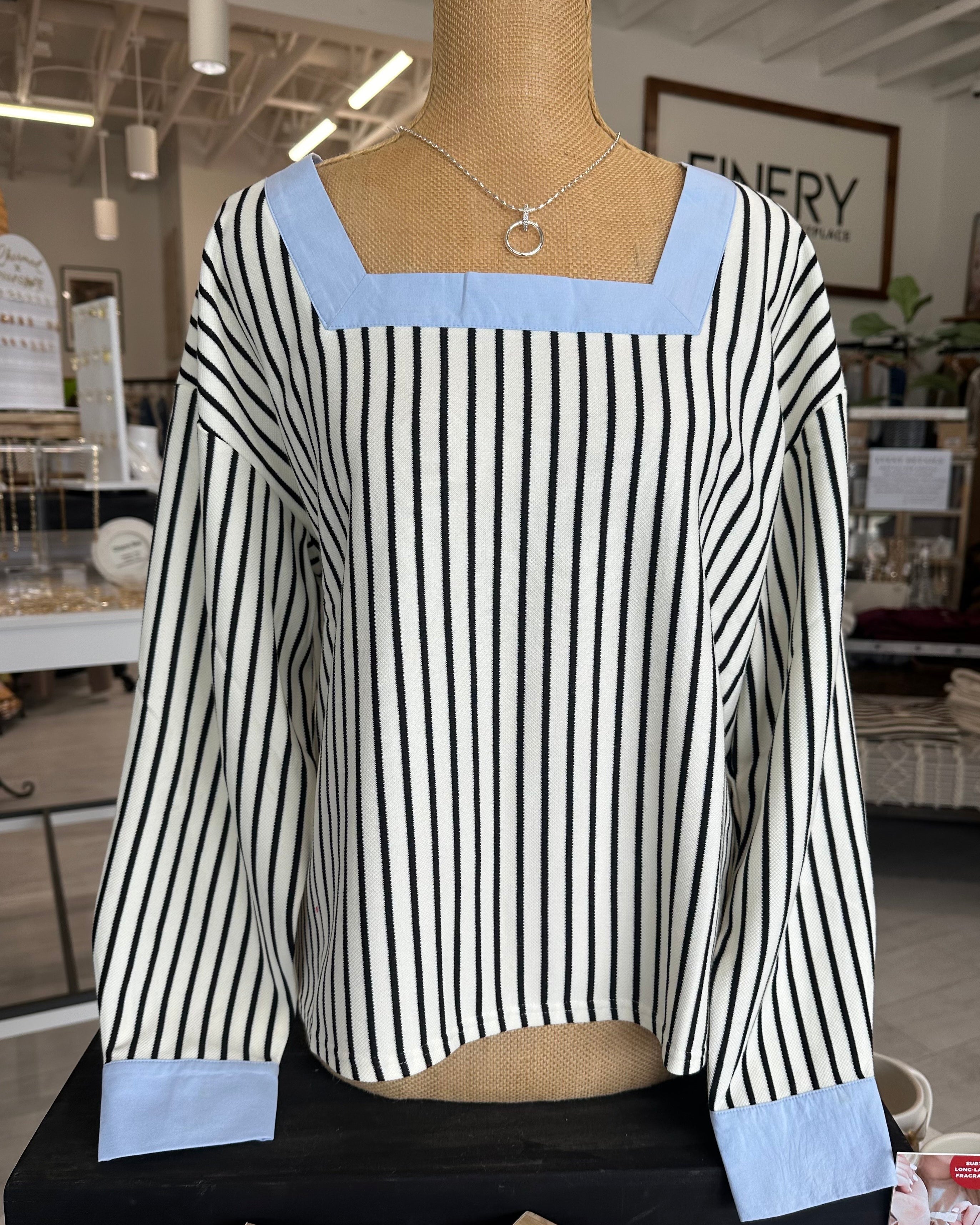 Stripe Square Neck Top