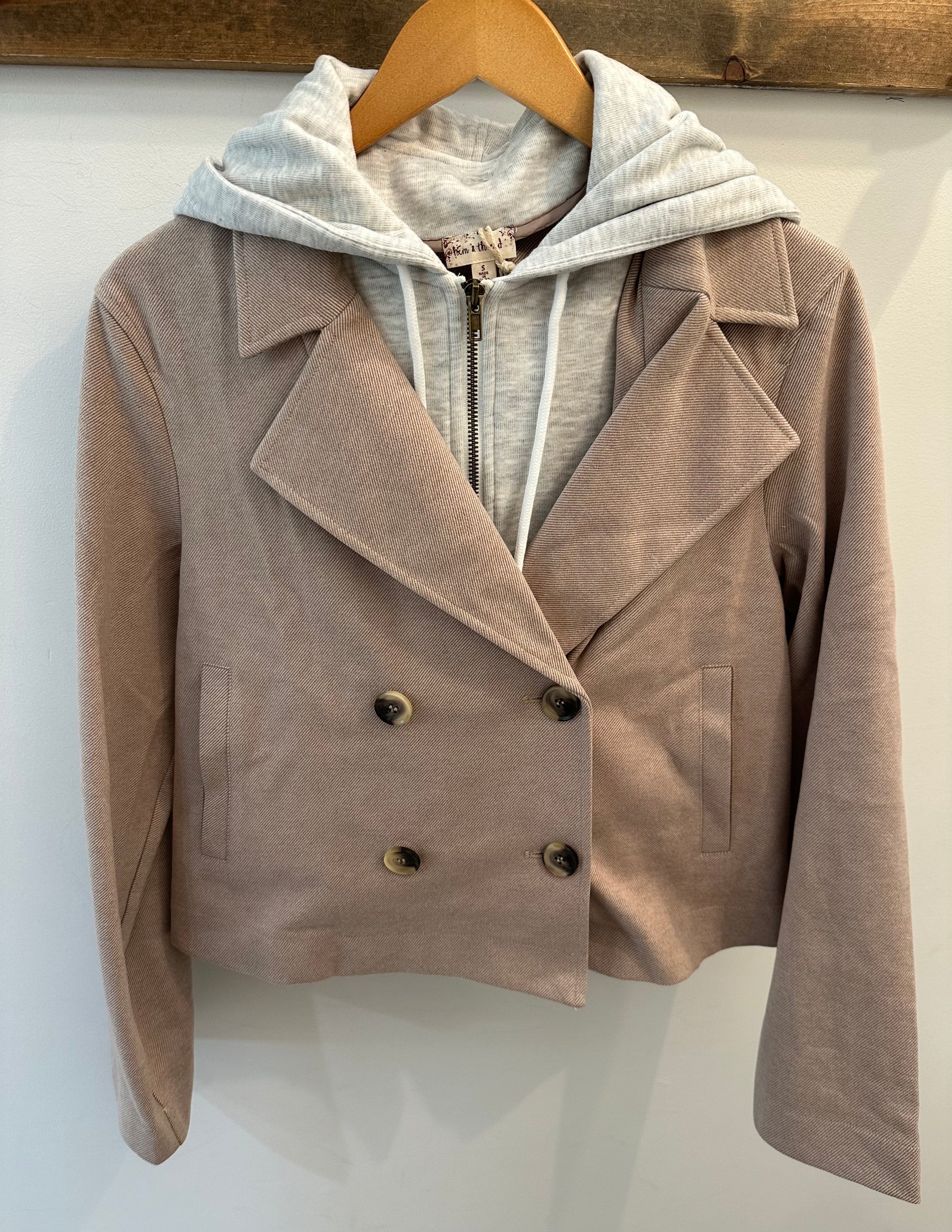 Double Breast Two-Fer Crop Jacket