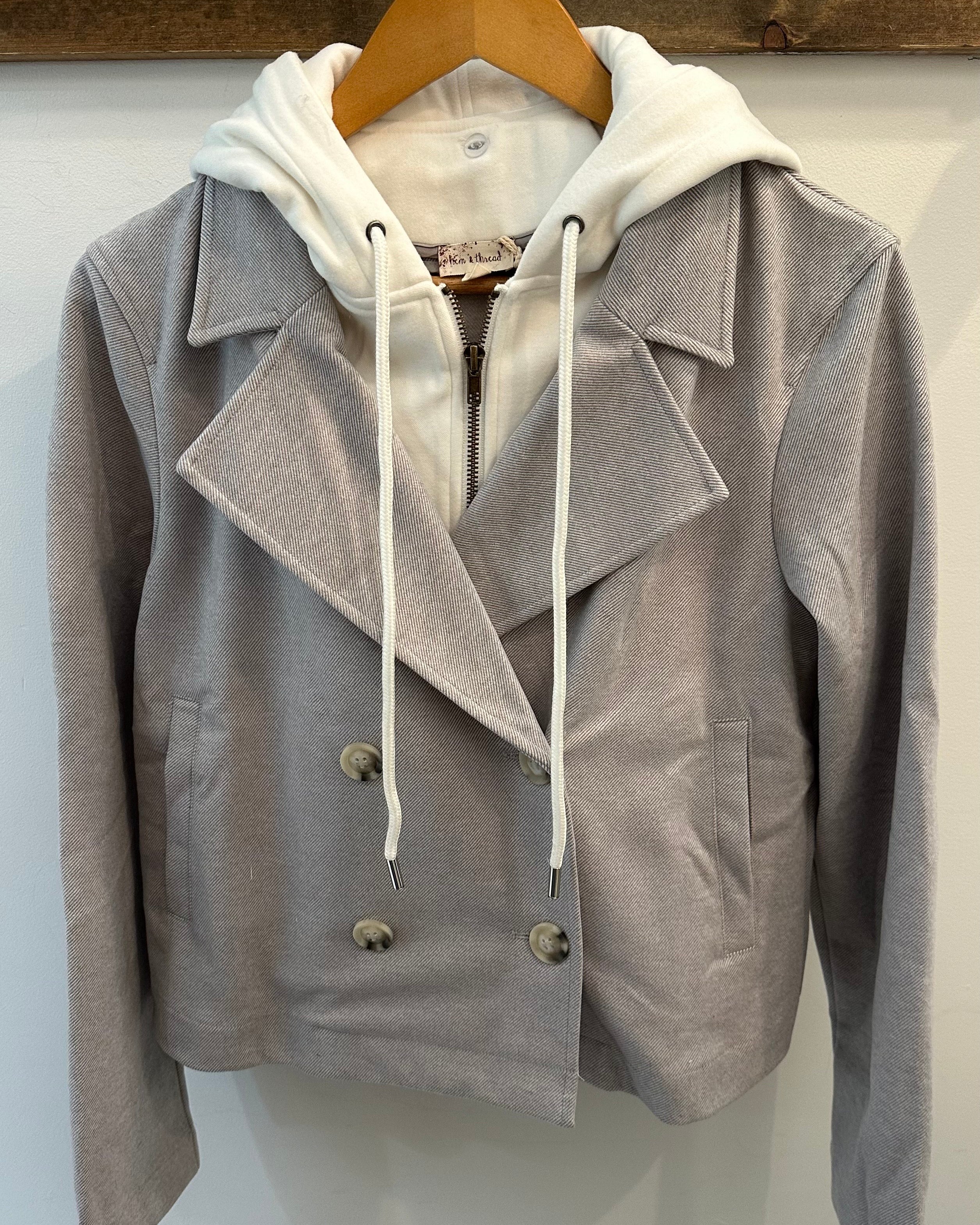 Double Breast Two-Fer Crop Jacket
