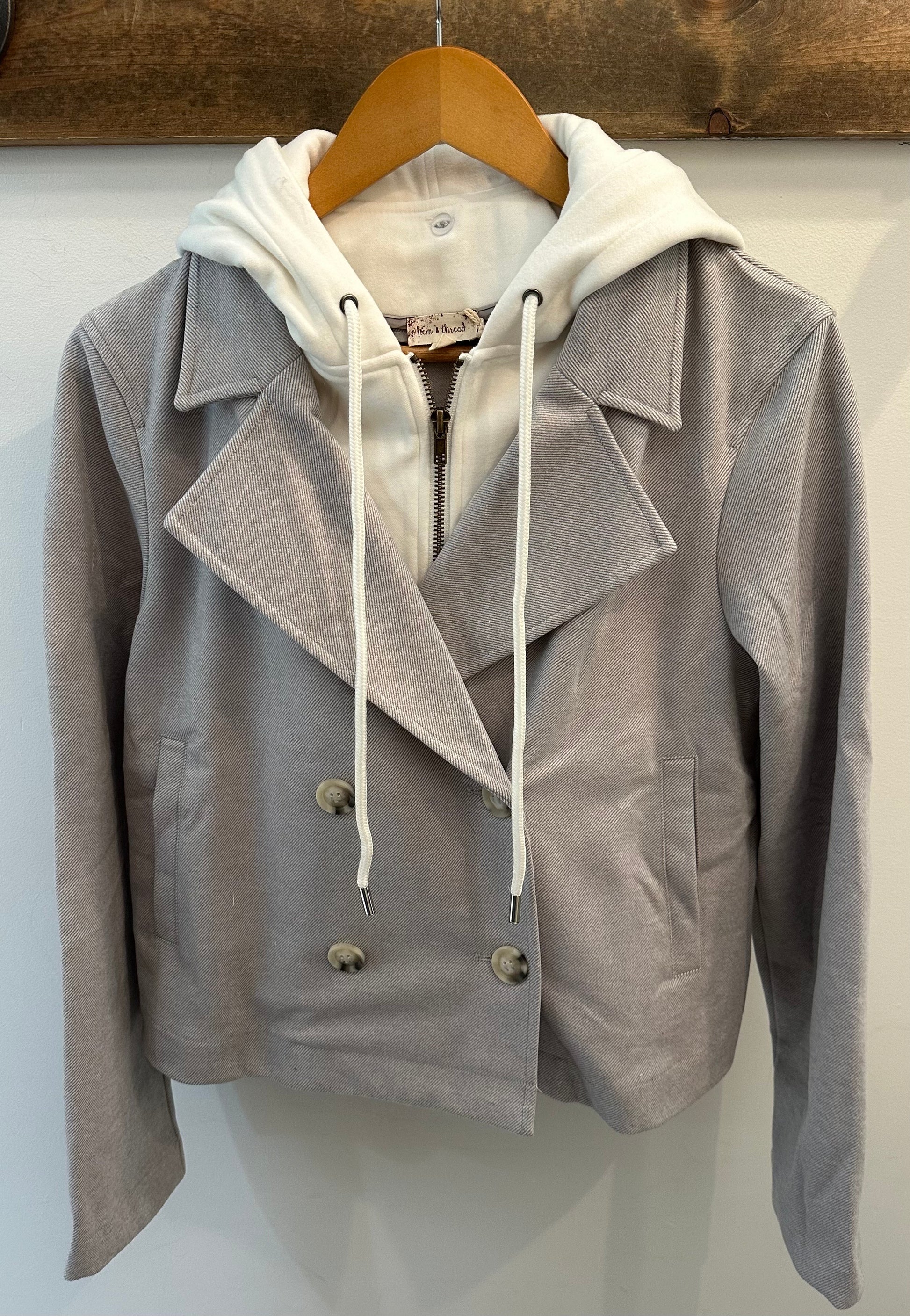 Double Breast Two-Fer Crop Jacket