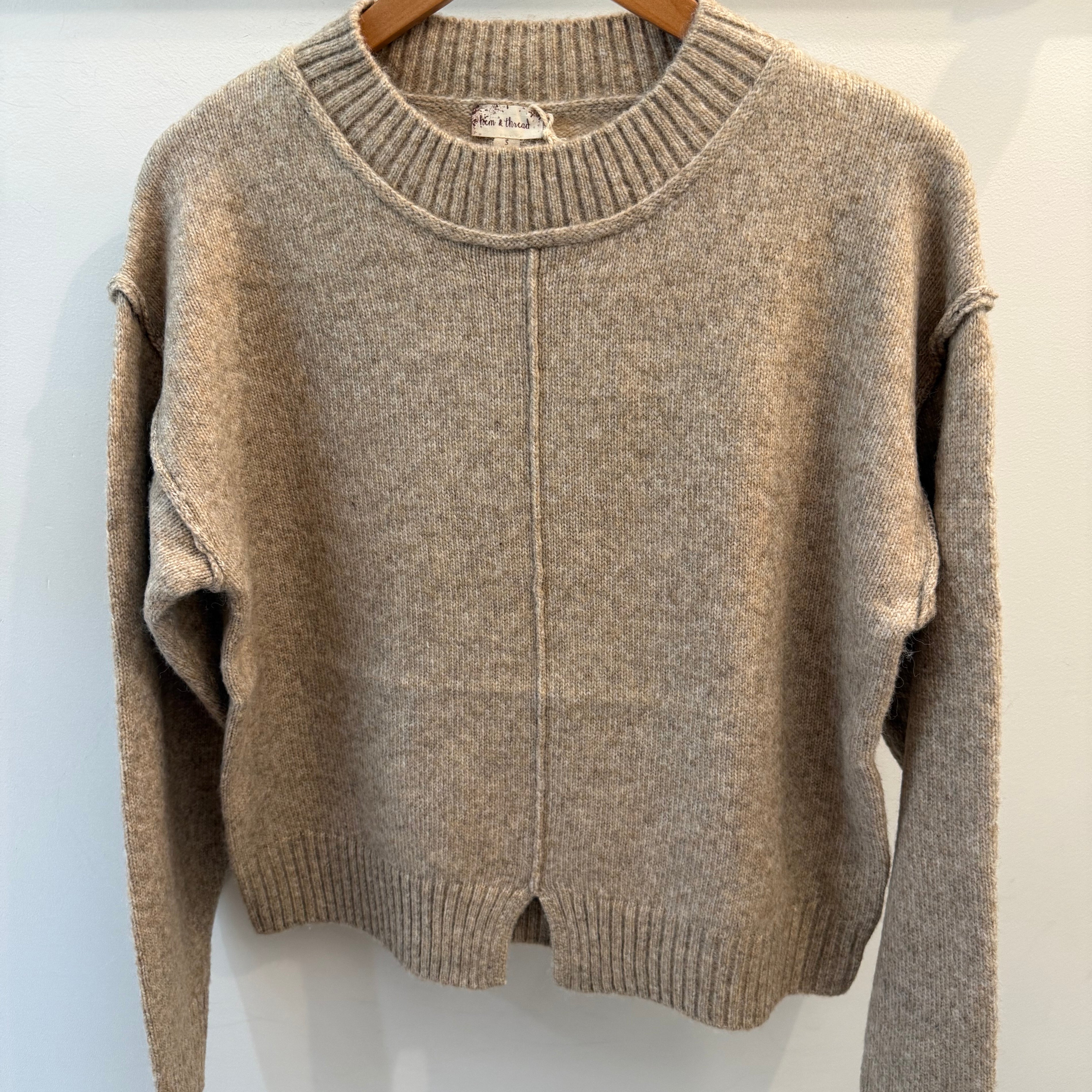 Hem & Thread Taupe Crew Neck Sweater