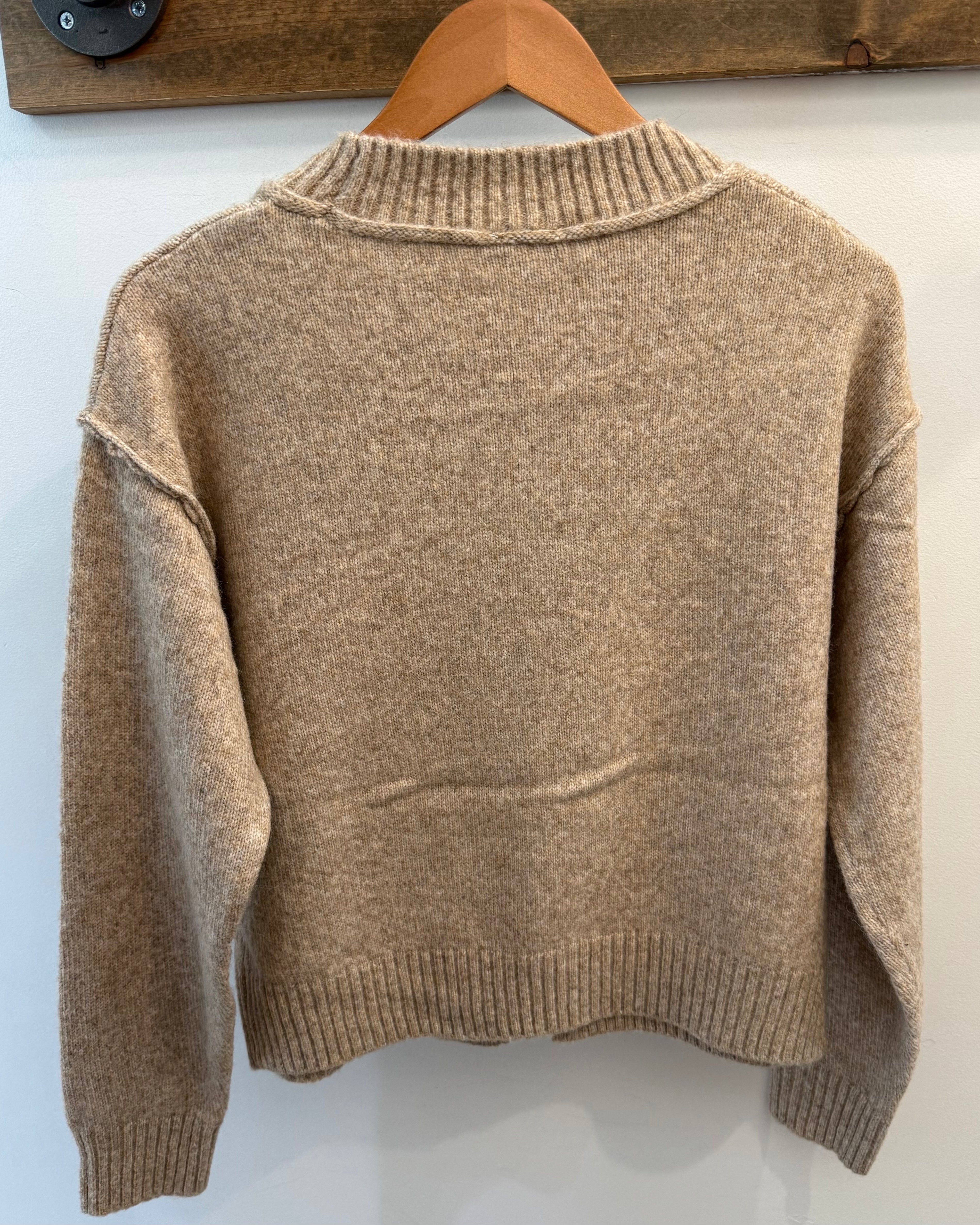 Hem & Thread Taupe Crew Neck Sweater