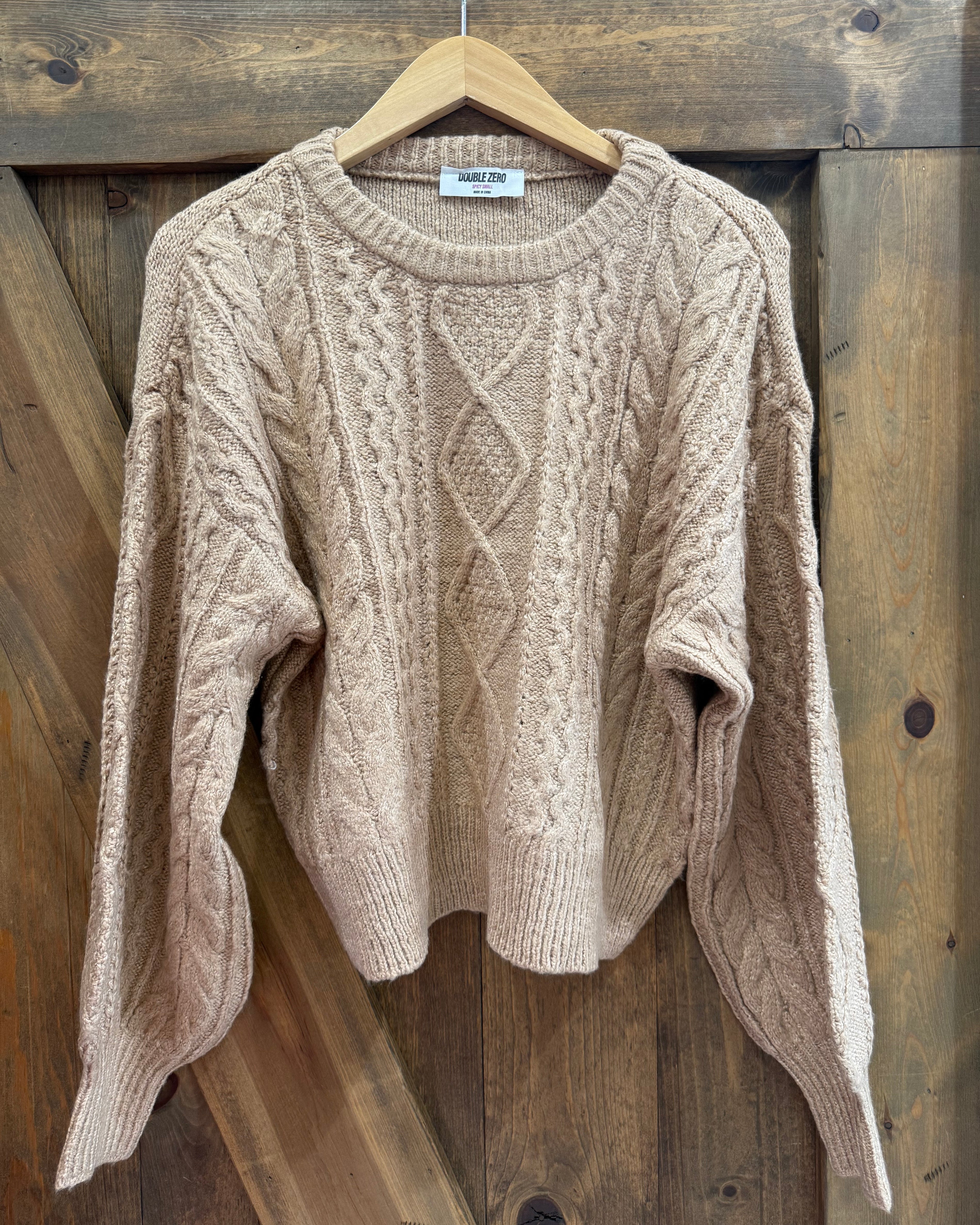 Cable Knit Balloon Sleeve Sweater