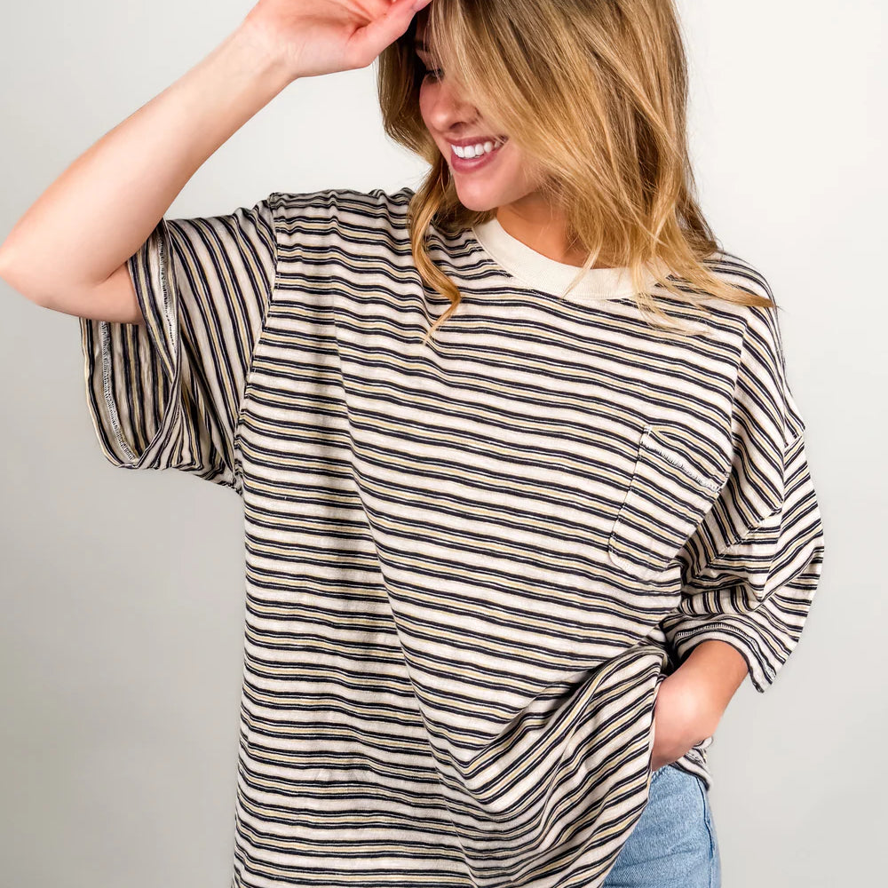 All Love Stipe Pocket Tee