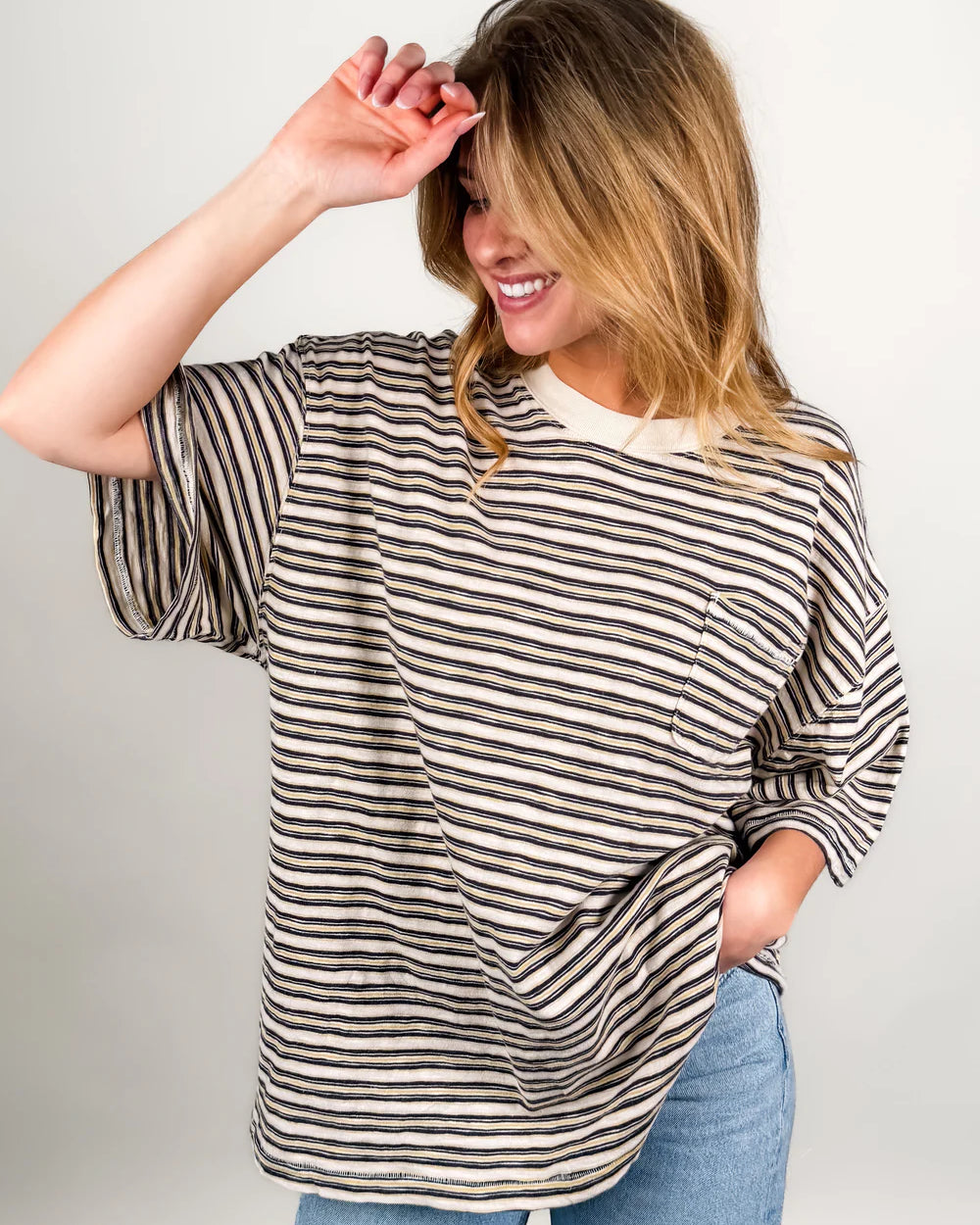 All Love Stipe Pocket Tee