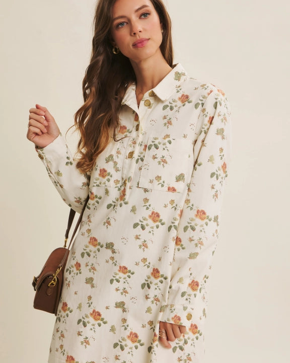 Winter White Floral Dress
