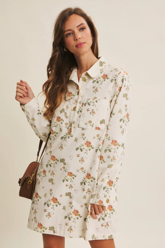 Winter White Floral Dress