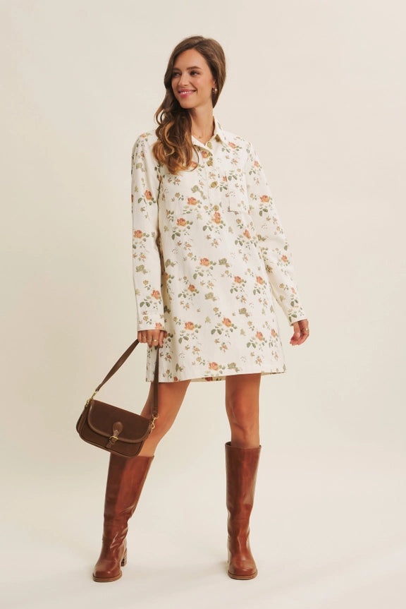 Winter White Floral Dress