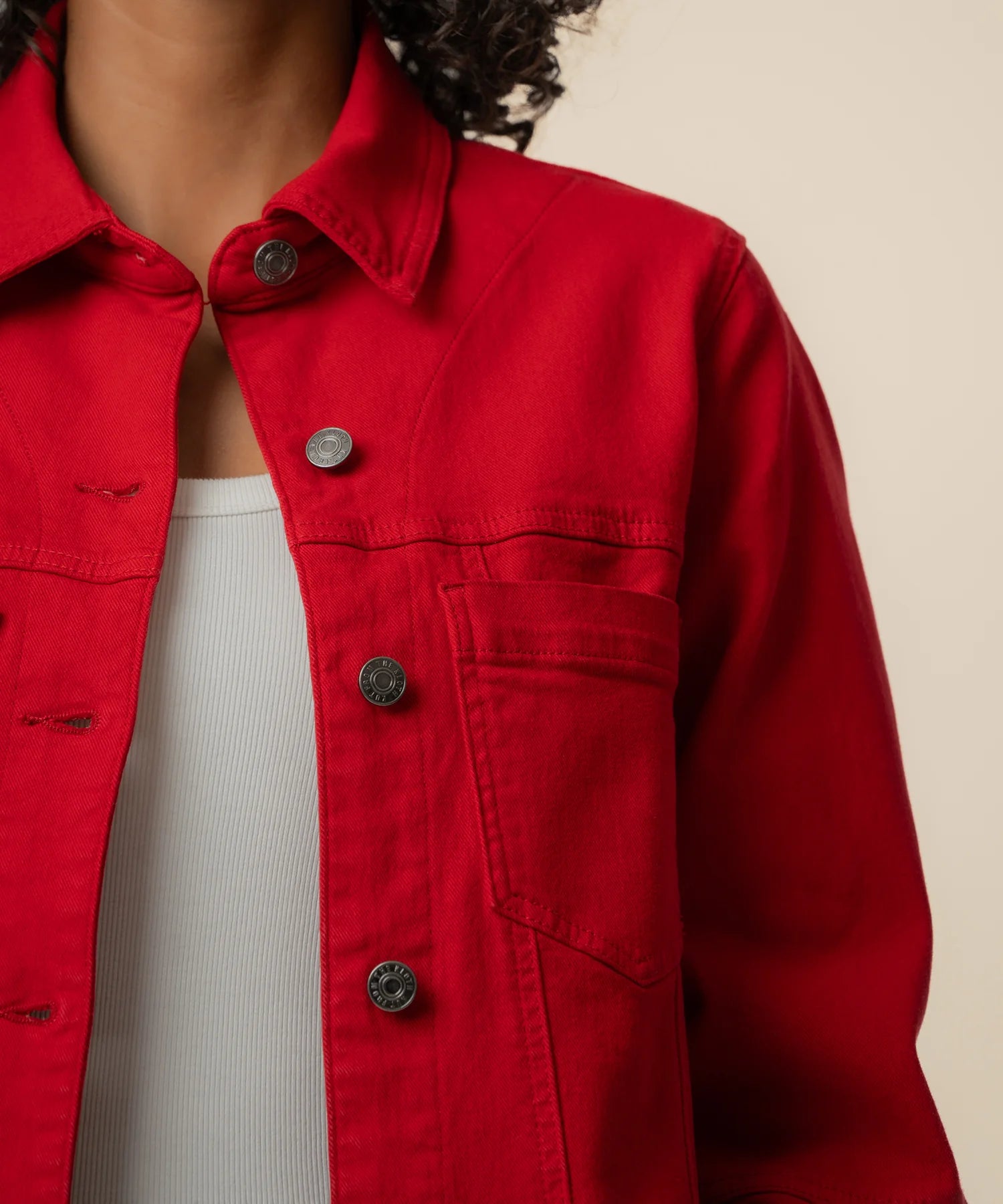 Kut Bailey Relaxed Boxy Denim Jacket – Ruby Red