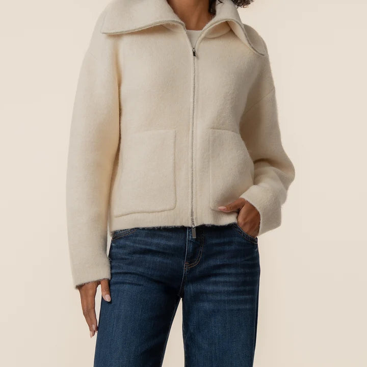 KUT from the Kloth Rue Sweater Knit Jacket in Cream