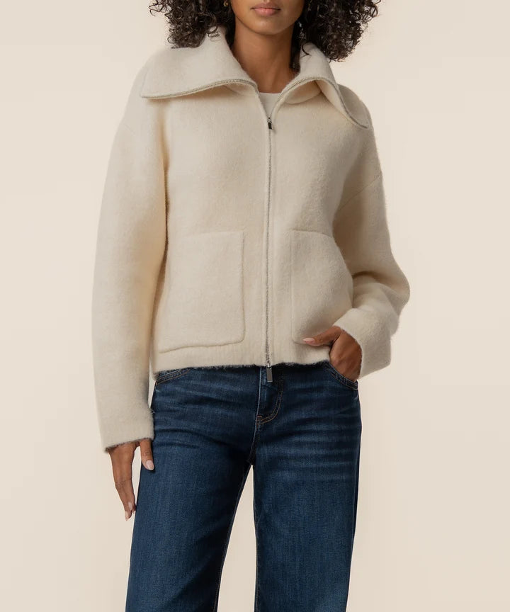 KUT from the Kloth Rue Sweater Knit Jacket in Cream