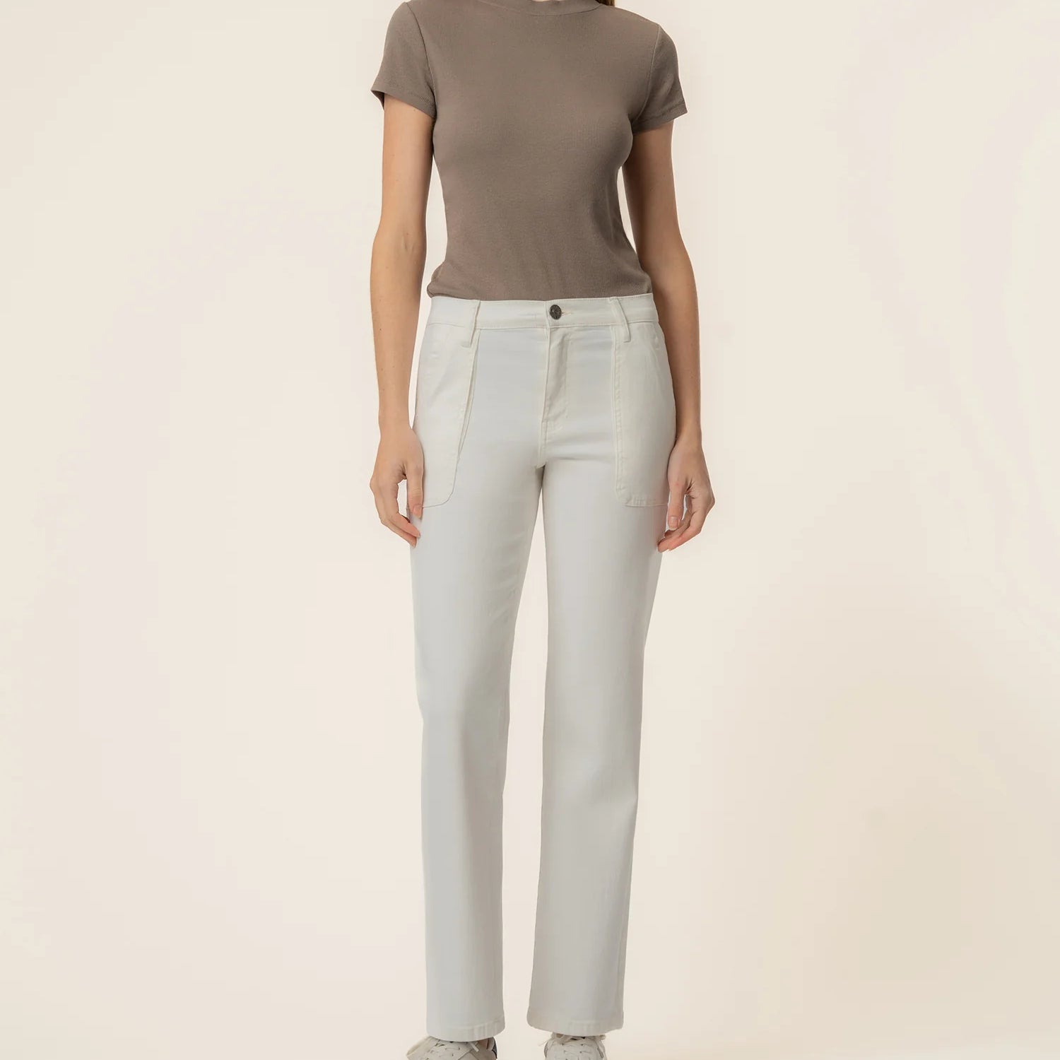 Avery High Rise Straight Leg in Ivory